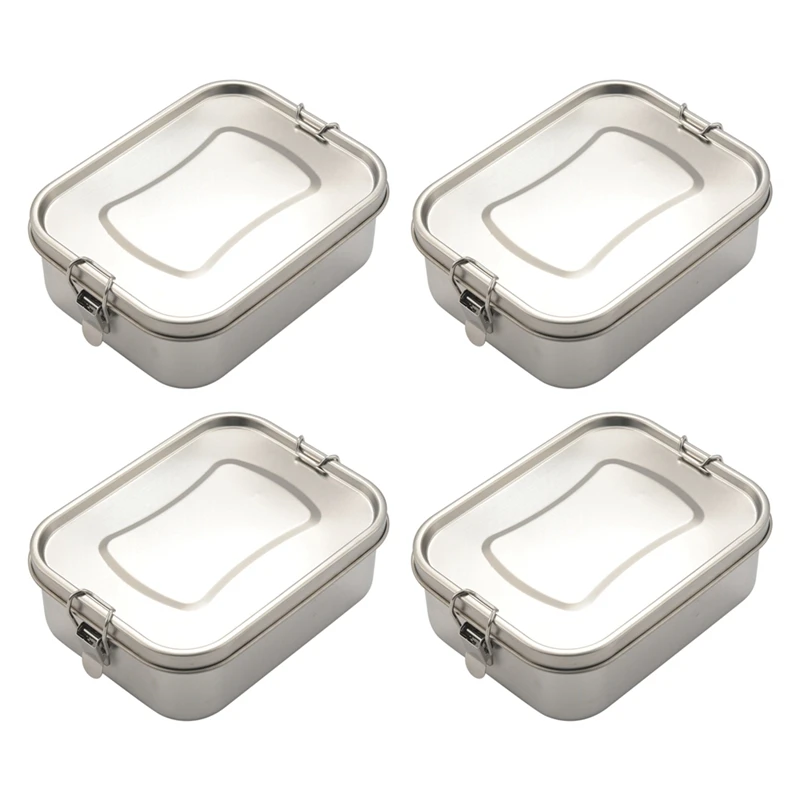 

4X Stainless Steel Bento Box Lunch Container,3-Compartment Bento Lunch Box For Sandwich And Two Sides,1400 Ml CNIM Hot
