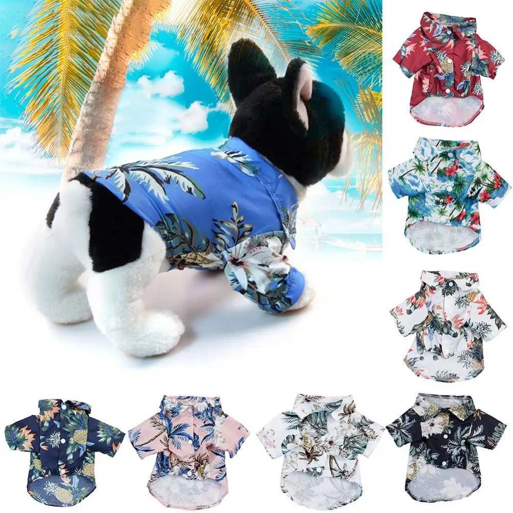 

Summer Beach Shirts Dog Cute Hawaii Casual Pet Cat Clothing Floral T Shirt For Small Dogs