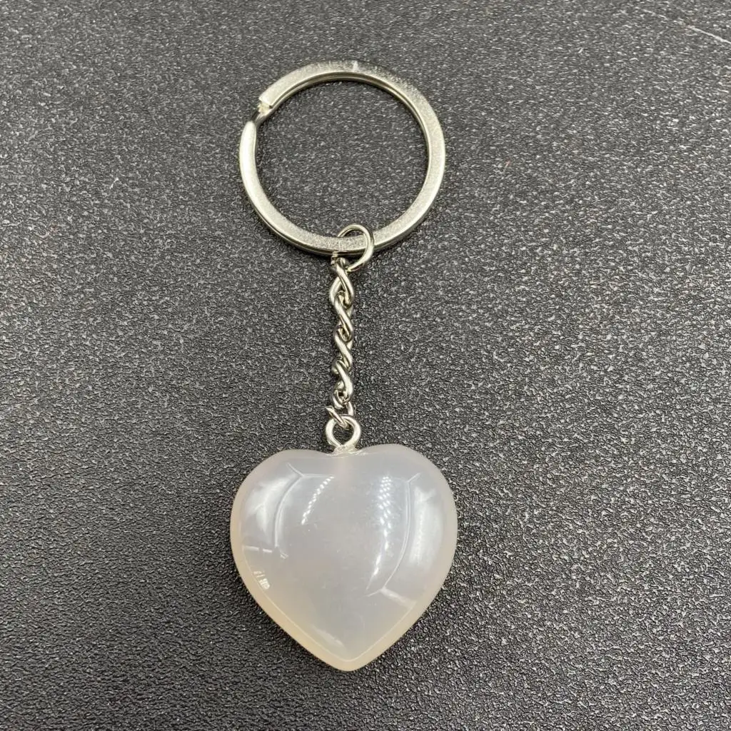 

S1148 Natural agate crystal love pendant heart-shaped keyring agate stone peach heart Pendant