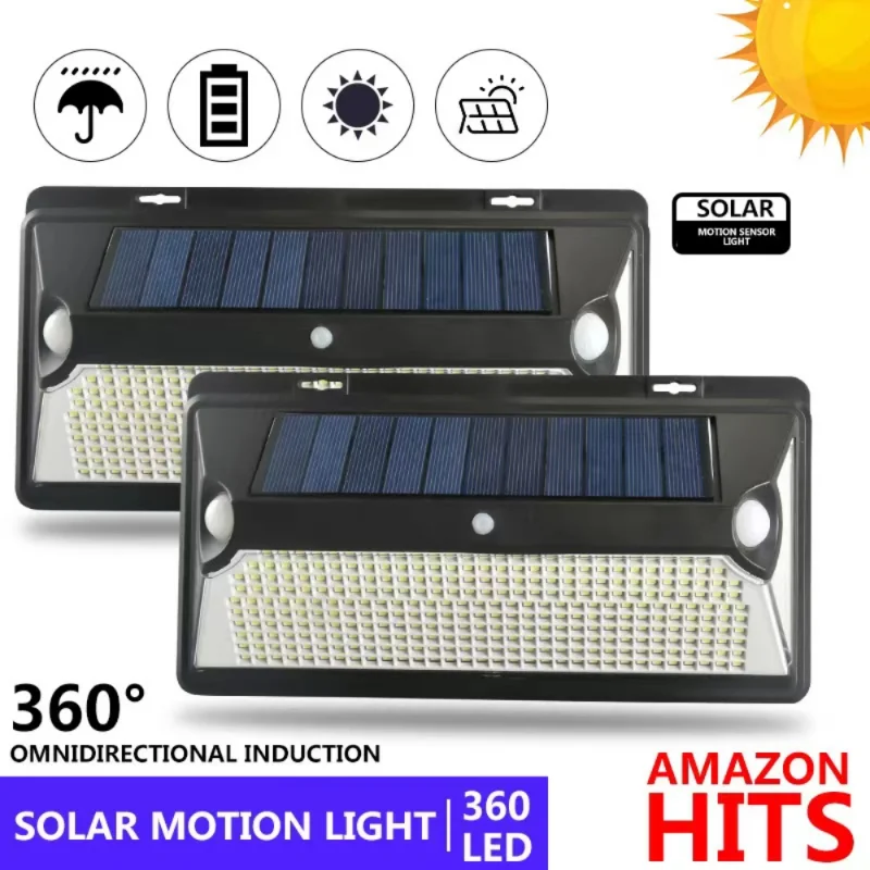 

360 LED Solar Lights Outdoor Waterproof Wireless Security Motion Sensor for Front Door Backyard Steps Garage Garden