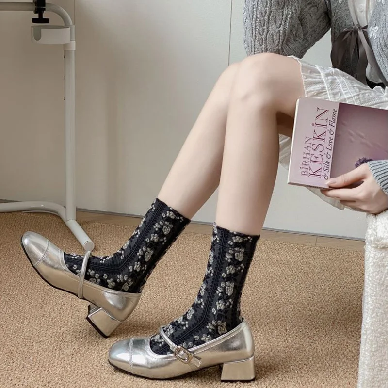 Носки женские зимние в ретро стиле жаккардовые пушистые с 3D рисунком этническом