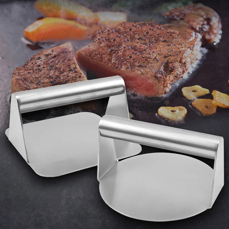 

Пресс для бургеров из нержавеющей стали, пресс для бургеров, ручка из нержавеющей стали для приготовления бургеров с плоским верхом на грил...