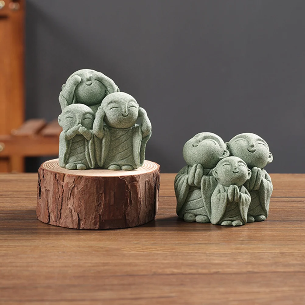 

Figurine Decoration Shaped Statue Coffee Table Craft Adornment Green Sandstone Maitreya Fish Tank Decorations