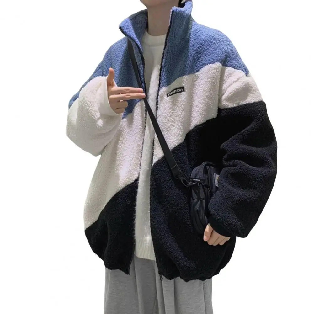 Мужская осенняя куртка с воротником-стойкой кардиган длинными рукавами и