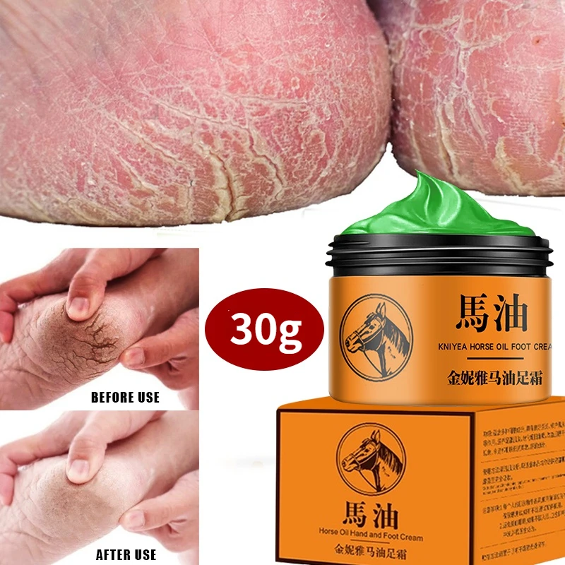 

30g Horse Oil Repairing Hand Cream Moisturizing Anti-Drying Foot Cream Hands Feet Care Dead Skin Remove Cream Heel Anti-cracking