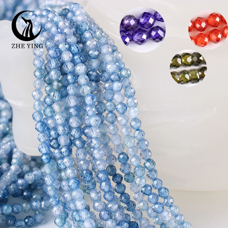 

Zhe Ying 3mm Faceted Natural AAA Zircon Stone Beads Sea Blue Color Loose Gemstone Rondelle Zircon Beads for Jewelry Making