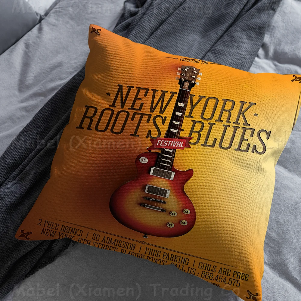Guitar Collection Pillow Cover For Bedroom Room And Living Sofa Decorative Cushion
