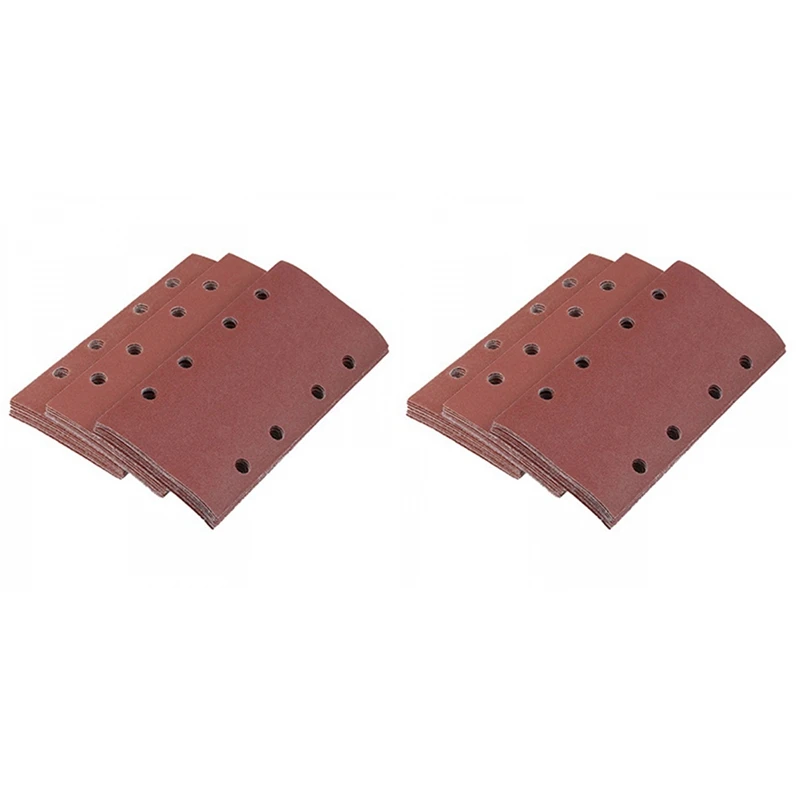 

TOP 60 Pcs Sanding Pads, Sanding Paper Hook And Loop Sand Sheet 95X185mm Punched 8 Holes Grits 80/120/180 Fit Sheet