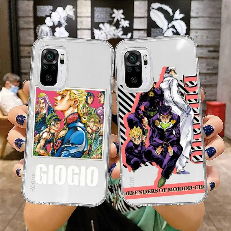 

Jojo Anime Bizarre Adventure Phone Case For Xiaomi 11 Redmi Note 10 9 8 7 pro lite T A S 10T 9A 9S 8T Pro 4G Transparent Case