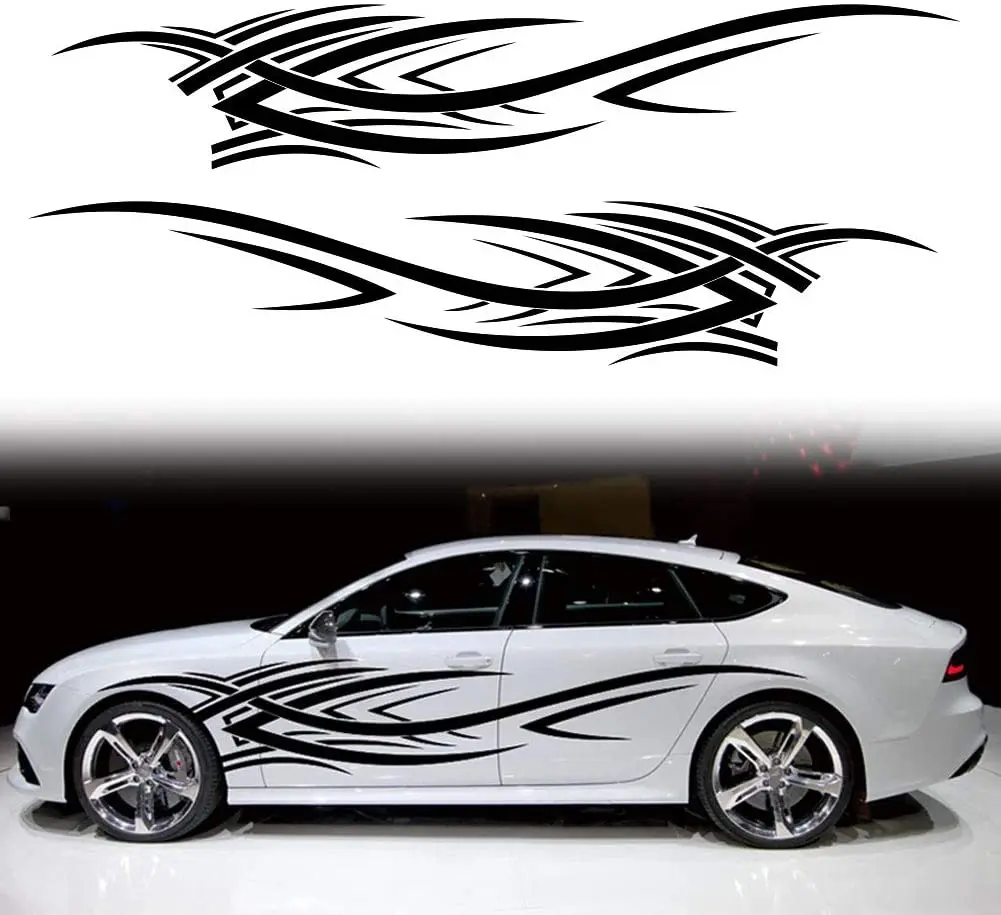 

Universal Flame Graphics Auto Body Side Sticker Flame Motorsport Self Adhesive Side Strip Decal Wrap Vinyl Sticker