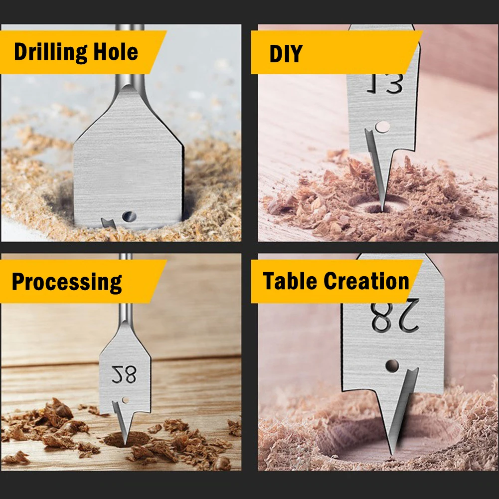 

6 Pcs Flat Drill Bits Wood Spade Drilling High-carbon Steel 150mm Length 12-25mm Diameter Woodworking Power Tool Accessories