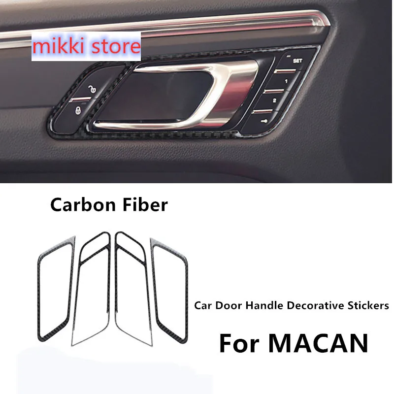 

For Porsche Macan Car Styling Carbon Fiber Car Door Handle Decorative Stickers Car Interior Decoration Auto Accessories