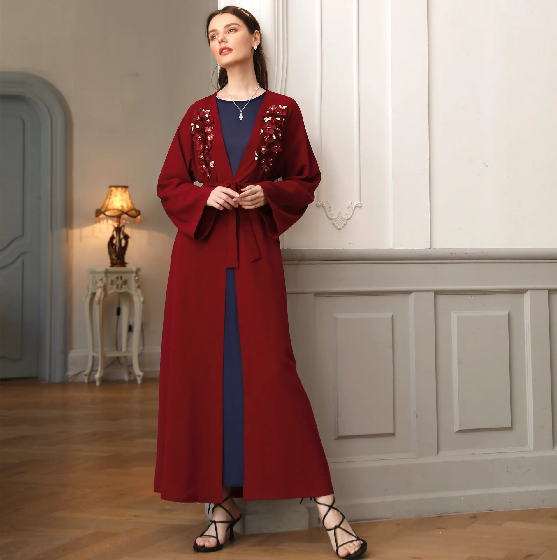 

Solid Abaya Kaftan Eid Ramadan Dress Muslim Hijab Abayas for Women Turkey Dresses Sash Long Robe Caftan Marocain Islam Clothing