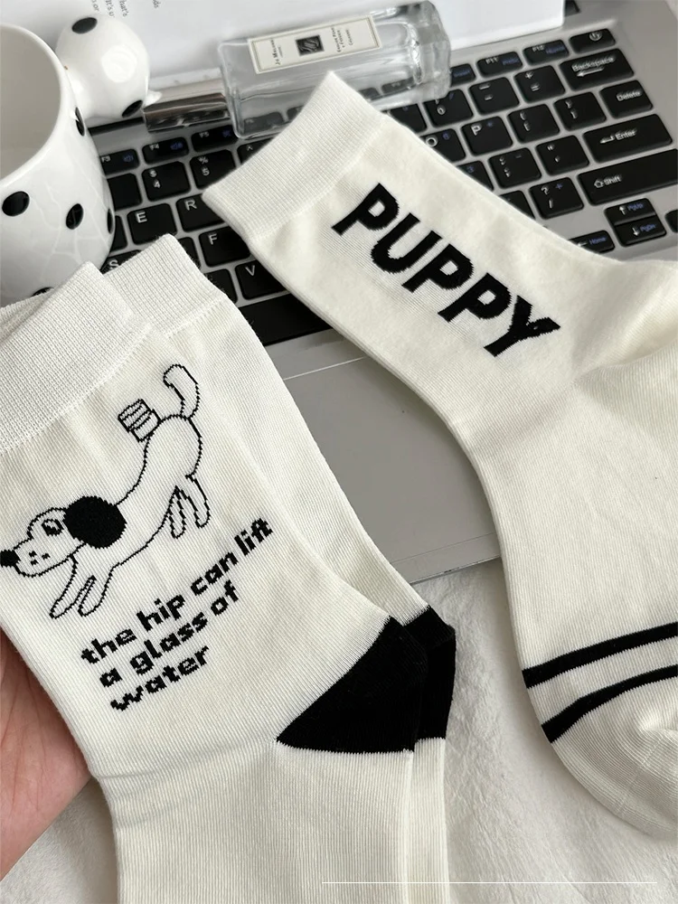 Белые носки женские весенне-осенние носки-трубы для щенков модные из чистого