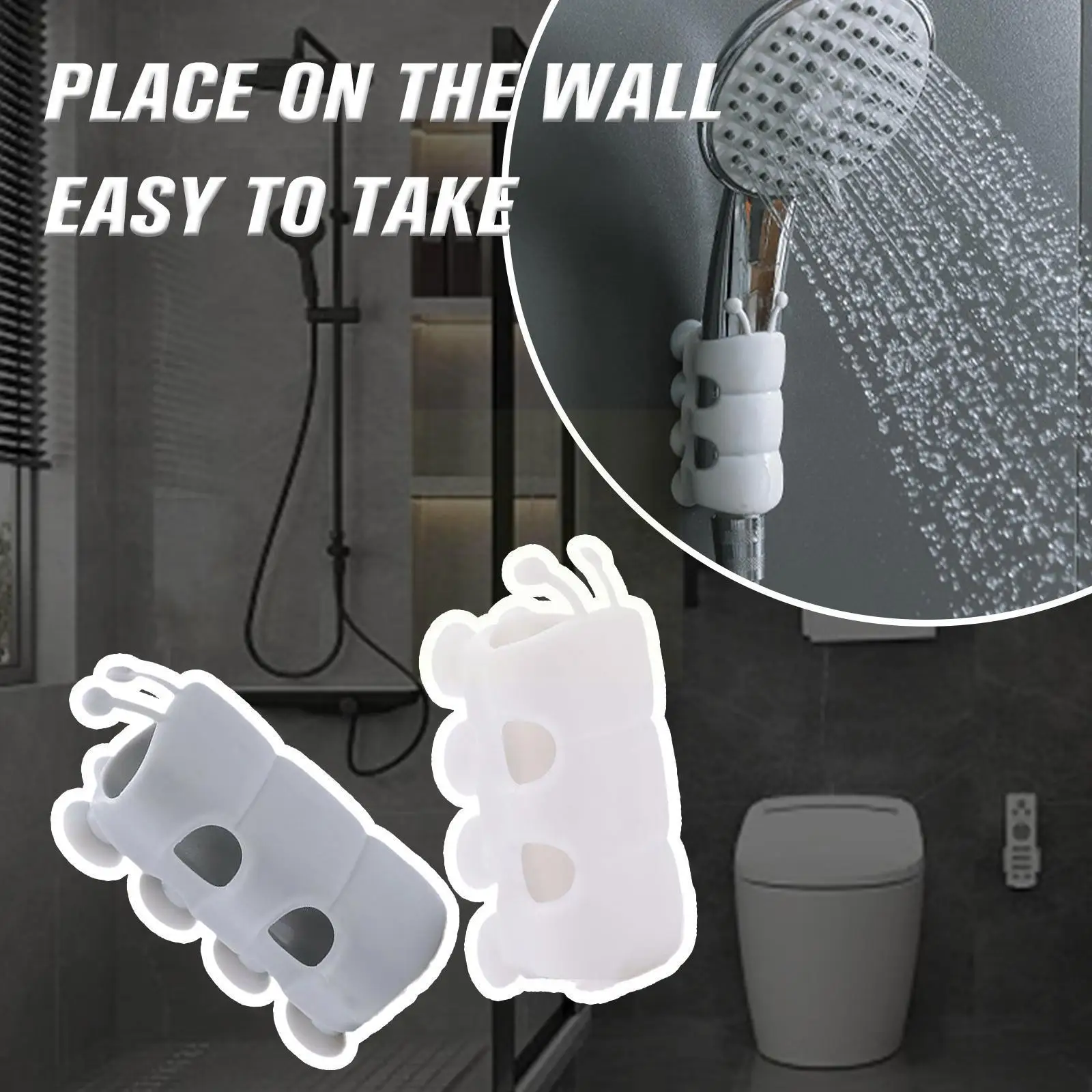 

Punch Free Shower Head Holder Wall Mount Silicone Bracket Bathroom Stand Durable Strong Cup Suction Vacuum Reusable Accesso H0K7