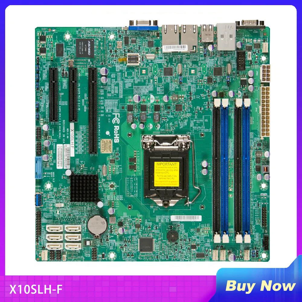 

X10SLH-F For Supermicro Server Motherboard E3-1200 v3/v4 4th Gen. Core i3 ECC Dual Gigabit Ethernet LAN Ports LGA1150 DDR3