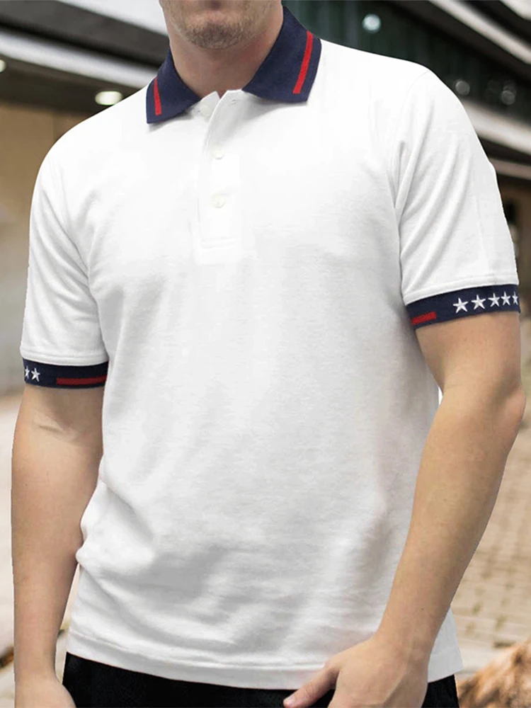 

Рубашка-поло мужская с коротким рукавом и отложным воротником, на пуговицах