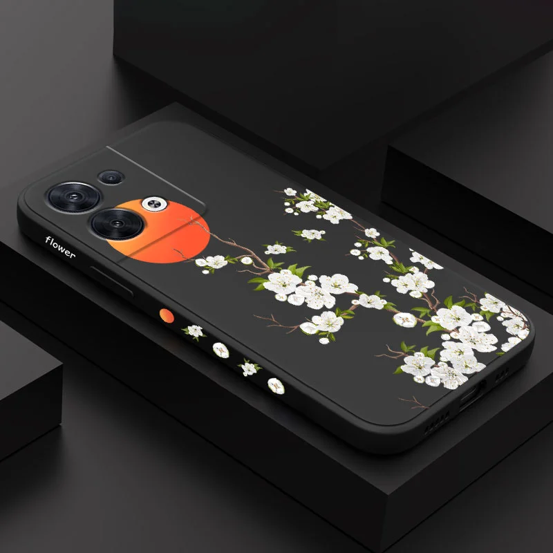 

Plum Branches Phone Case For OPPO Reno 8 8T 8Z 7 7Z 6 5 Pro 4G 5G F19 F9 Pro Liquid Silicone Cover