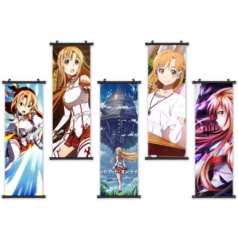 

Wall Art Canvas Pictures Modern Game Painting Japanese Manga Printed Sword Art Online Posters Plastic Hanging Scrolls Home Decor