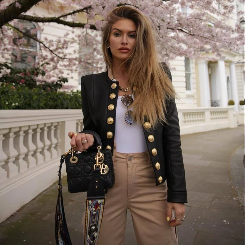 Street Fashion Blazer Jacket Women Cool Solid Colors Multi-Button Indie Outwear 2021 Office Lady Casual Commute Blazer Work Wear