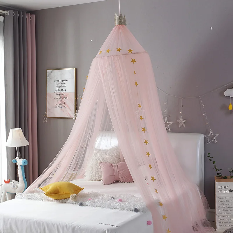 Children's Bed Curtain Hanging Round Top Mosquito Net Princess Tent Creative Breathable Bed Curtain