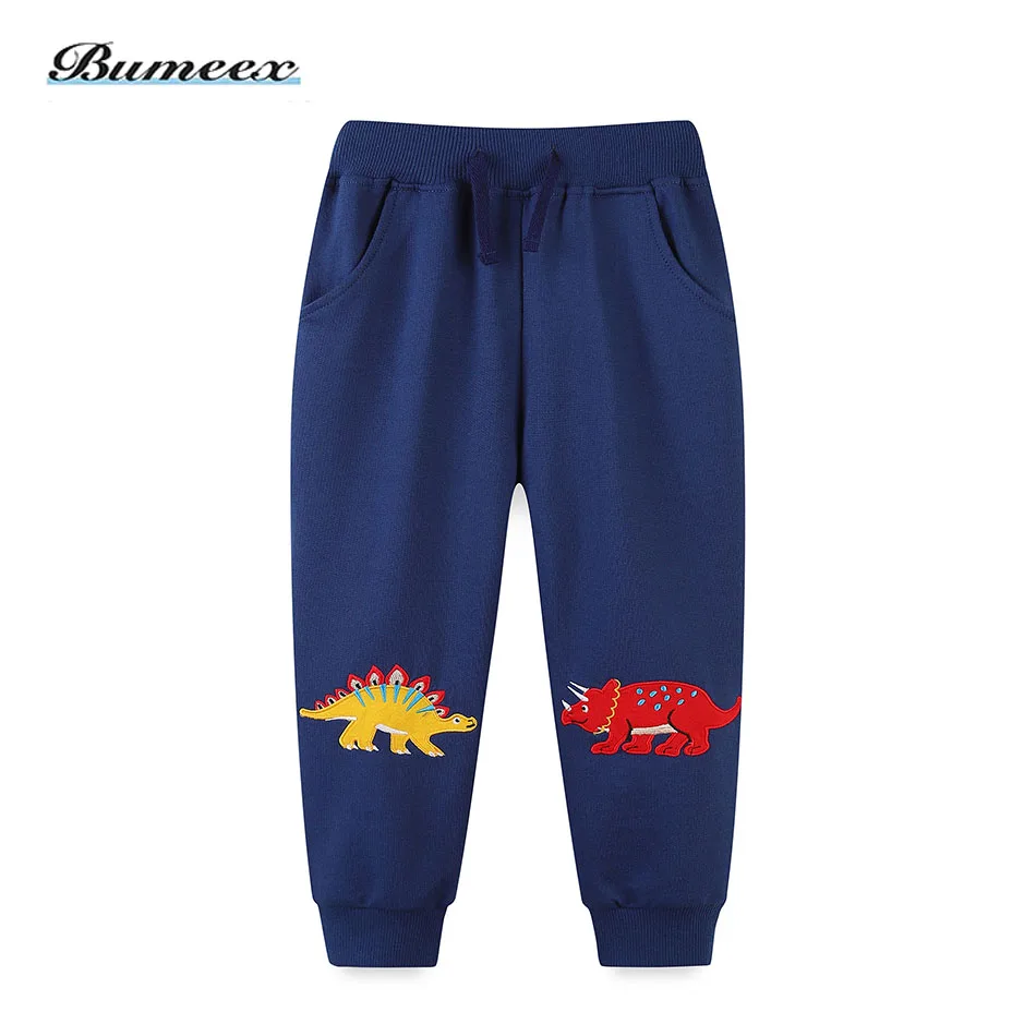 

Bumeex 2-7 Years Old 2022 New Boy Spring And Autumn Dinosaur Trousers Little Boy Casual Warm Jogging Sweatpants
