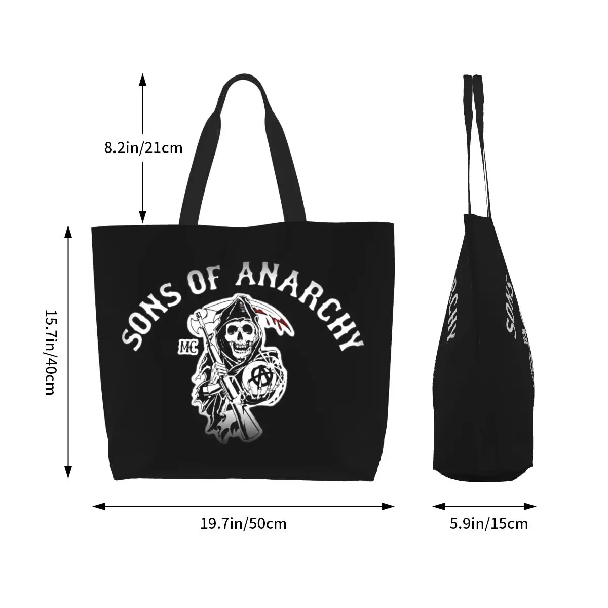 Фото Сумка-шоппер Sons Of Anarchy Samcro Whiskey, холщовая сумка через плечо большой вместимости, сумка-шоппер для покупок, женская сумка для продуктов №2