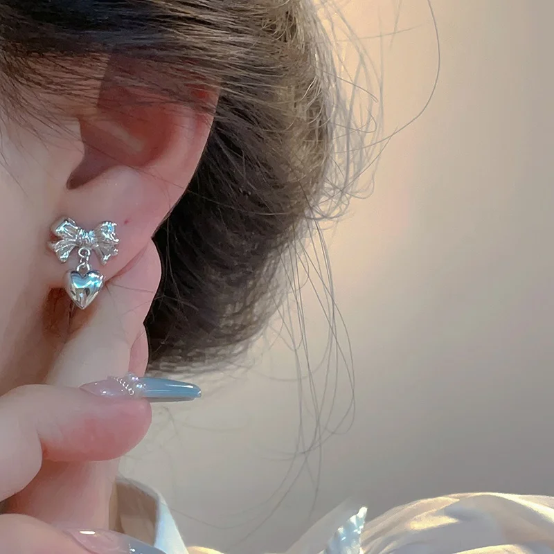 Сахарные милые крутые серьги-гвоздики с бантом металлические элегантные