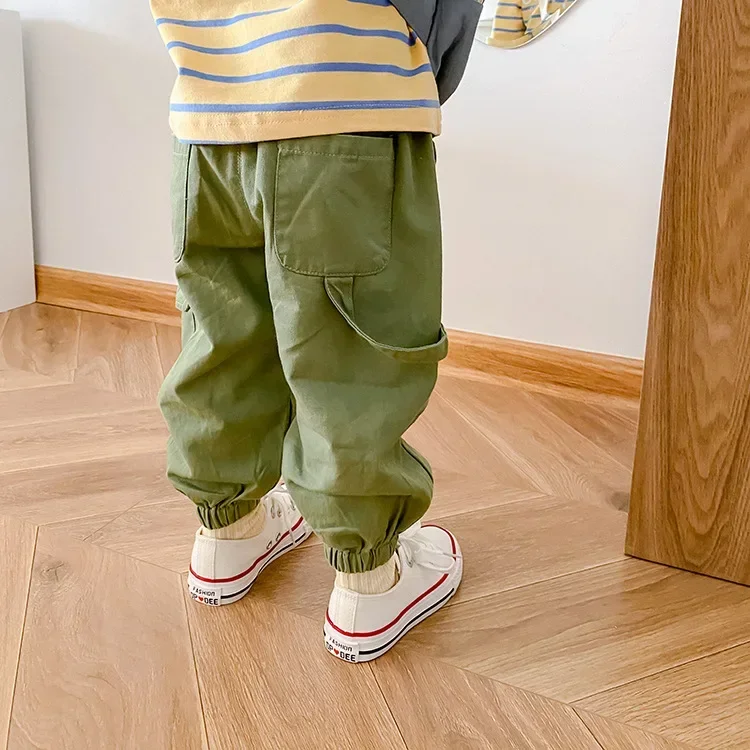 Весенне-осенние модные брюки-карго для мальчиков со множеством карманов Детские