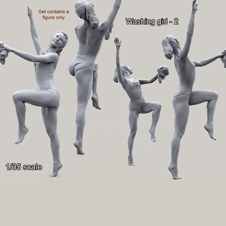 

1/35 набор моделей из смолы, фигурка GK, моющаяся девушка 2, несобранный и Неокрашенный комплект
