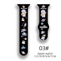 for apple watch band 7 se 6 5 4 3 silicone floral print 44mm 42mm 45mm bracelet strap for iwatch wristband 38mm 40mm 41mm