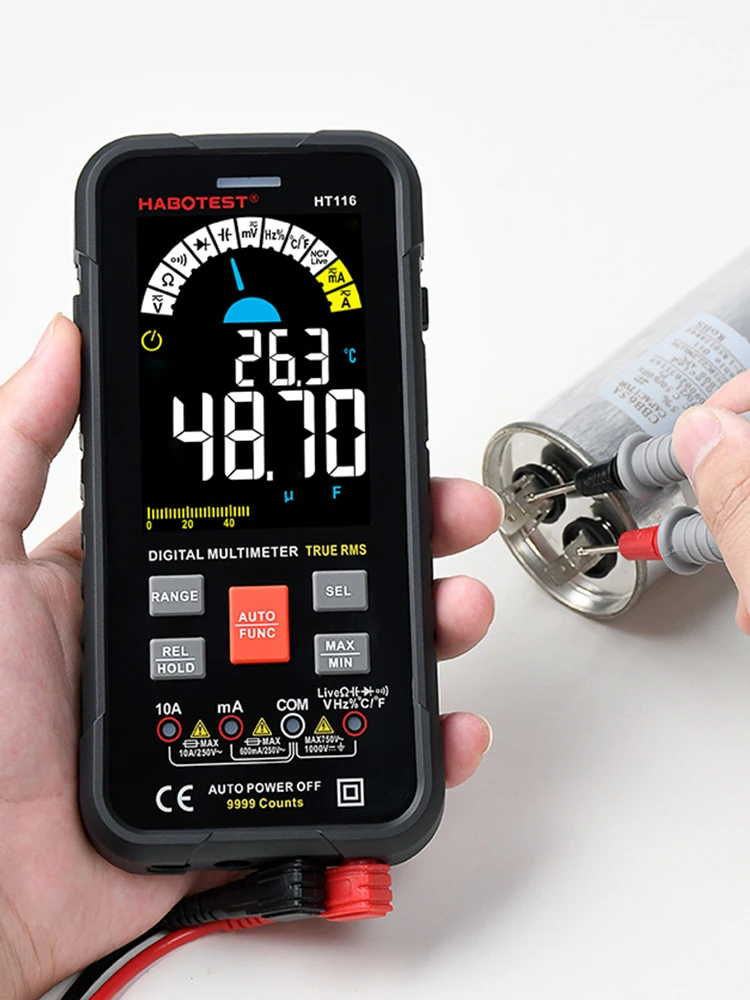 

HABOTEST Digital Multimeter Smart 9999 Counts Auto Range 1000V 10A Tester Meter Ohm Hz Capacitance REL True RMS Multitester