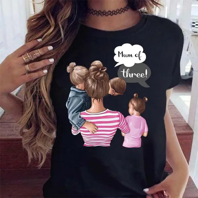 

WVIOCE Mom Happy Family Time Print Harajuku Short Sleeve T-shirt Fashion Black T-shirt Top Women Plus Size Casual Clothes 34518