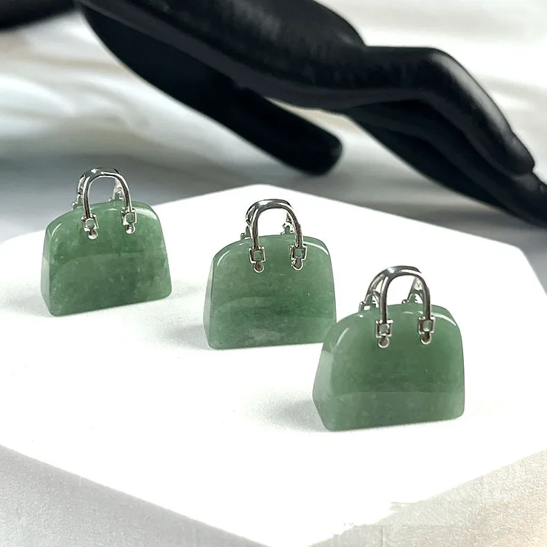 Natural Stone Mini Bag Ornament Healing Crystal Reiki Gemstone Pendant Crafts Home Decoration Gift