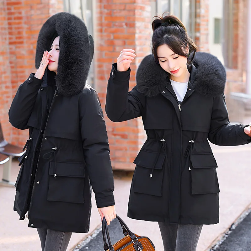 2022 New Winter Jacket Women's Parkas Thick Warm Parka Female Hooded Padded Coat Distachable Outwear