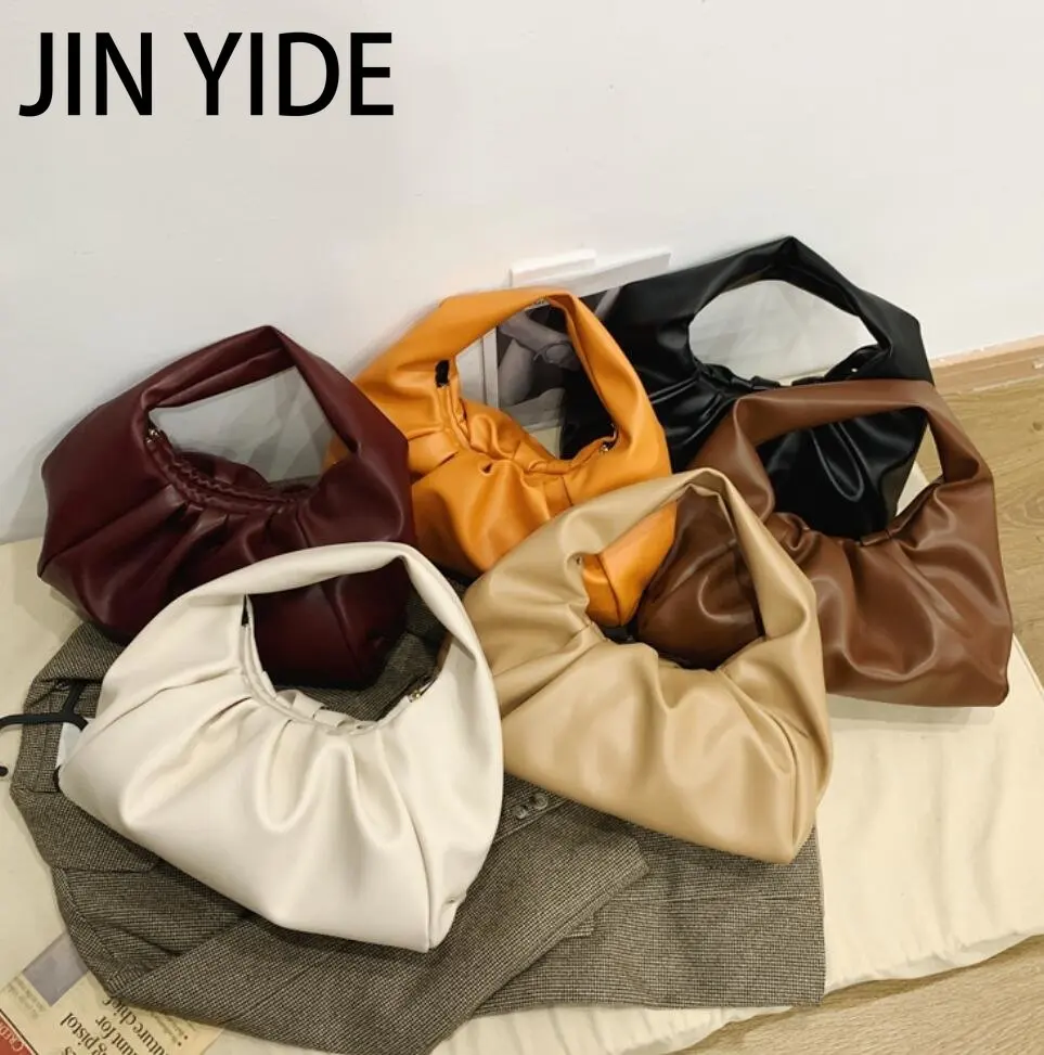 Elegant Pleated Women's Handbag Designer Fluffy Leather Women's Shoulder Bag Vintage Armpit Bags for Women 2023 Brands Purses