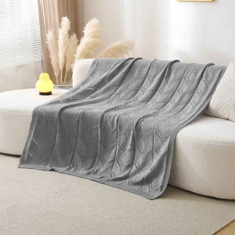 Простое однотонное вязаное шерстяное автомобильное авиационное одеяло домашнее