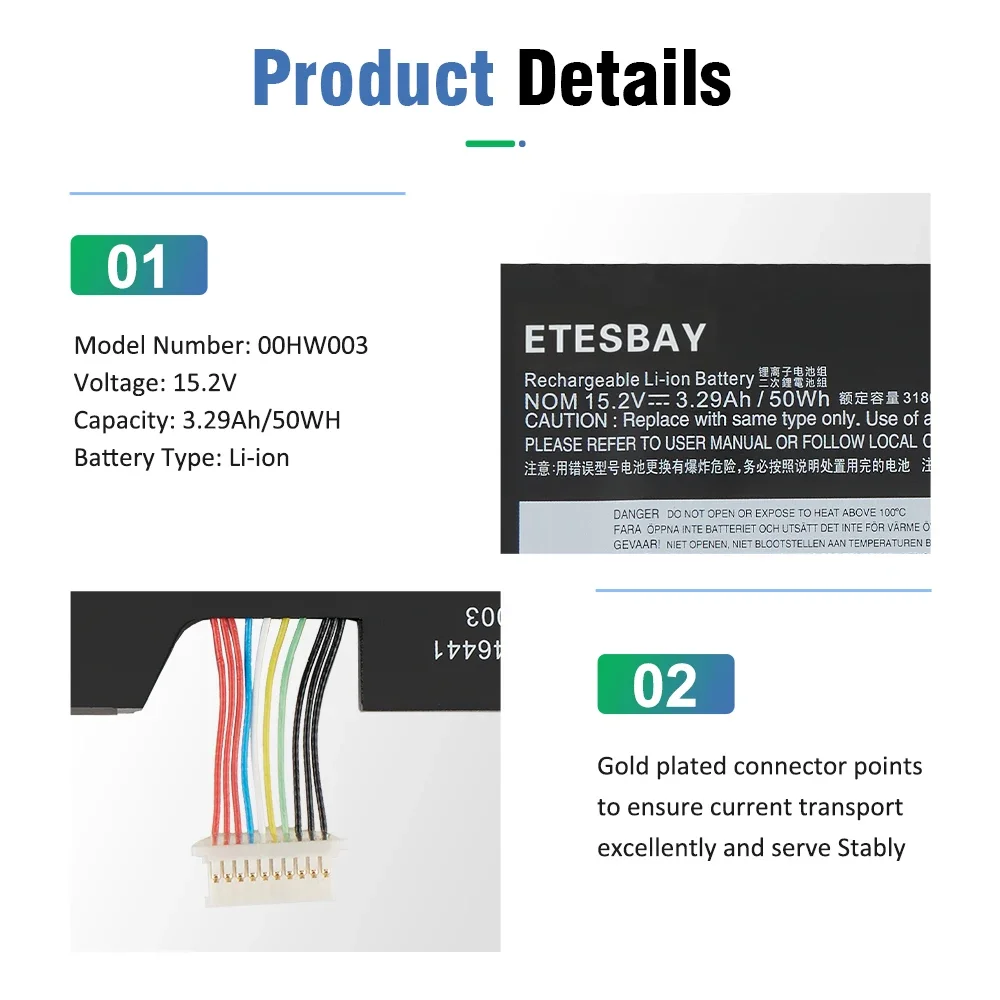 Фото ETESBAY 00HW003 SB10F46441 45N1700 Аккумулятор для ноутбука Lenovo ThinkPad X1 Carbon Gen3 2015 X1 Carbon 2014 Gen2 00HW002 №2