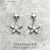earring white stars shine trendy women gift high quality 925 sterling silver fashion jewelry