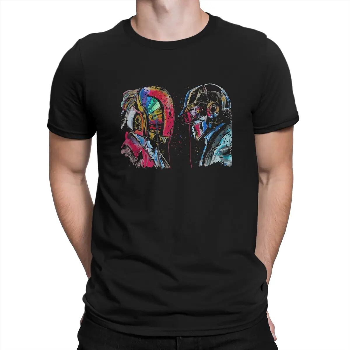

Technologic Helmet TShirt For Men Daft Punk Rock Clothing Novelty Polyester T Shirt Comfortable