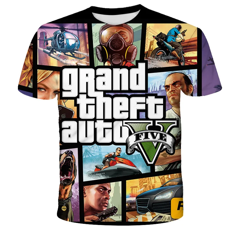 

2022 3D Printing Grand Theft Auto Game Gta 4/5 Printed T-shirt Boys Short Sleeve T-shirt Boys and Girls Top T-shirt 3 4 5 6 -14t