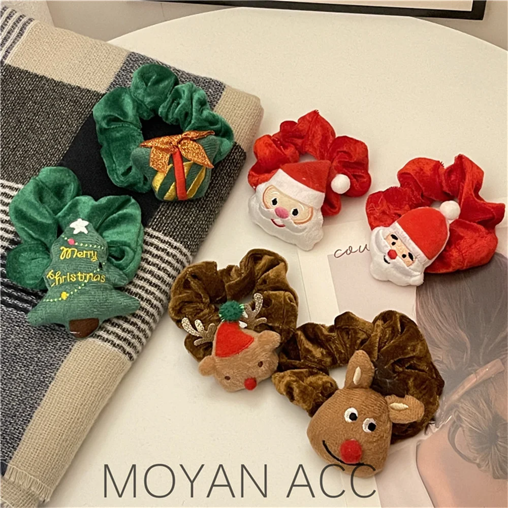 

Cute 3D Cartoon Christmas Hair Ties Bracelet Velvet Hair Scrunchies Hair Rope Ponytail Elastic Hairband Hair Accessories Gift