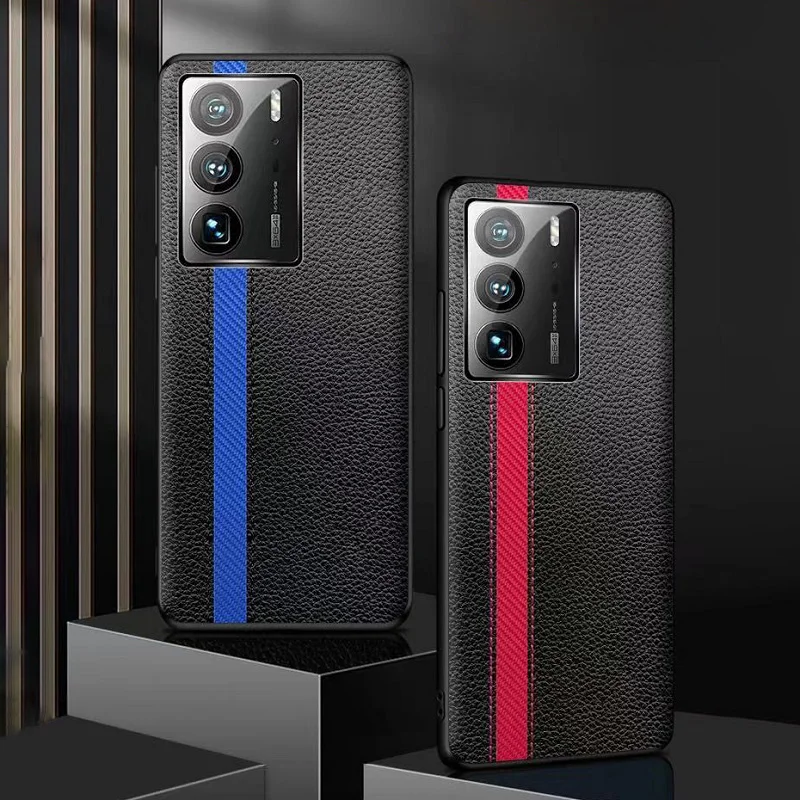 Elegant Luxury Splicing Lychee Pattern Phone Case All-inclusive Anti-drop Anti-scratch Leaher Cover Fit For ZTE Axon 40 Ultra