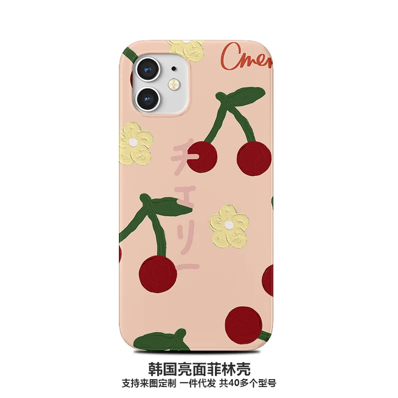 

Japanese Cherry Simple Style Case for IPhone 13 12 11 Pro Max 8 7 Plus X XR XS MAX Case Half Pack All Inclusive Phone Cover