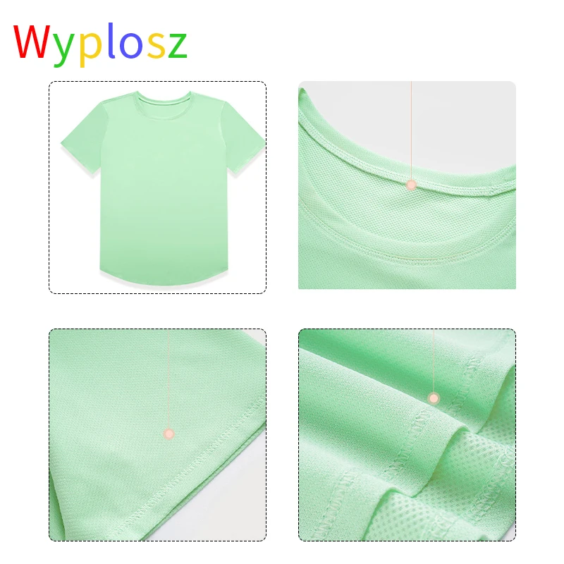 Wyplosz Gym Women Yoga T-Shirts Fitness Comfortable Activewear Outdoor Water-Cooled Vest Absorption Classic Round Neck Curved