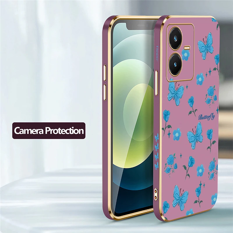 Фото Чехол для телефона с цветочным принтом и изображением бабочки для Vivo Y21 Y21E Y21S Y20 2021 Y18 Y17S Y16 Y21A Y20i Y20A Y20G, силиконовый чехол с покрытием №5