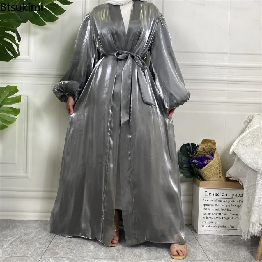 Islam Clothing Abayas for Women Dress Puff Sleeve Kaftan Open Abaya Long Robe Femme Musulmane Gowns Jilbab Khimar Ramadan Hijab