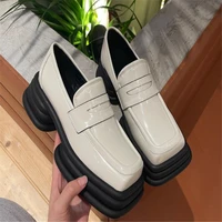 flats womens shoes 2022 spring winter new chunky mules british style lazy shoes fashion casual pu dress square toe oxford shoes