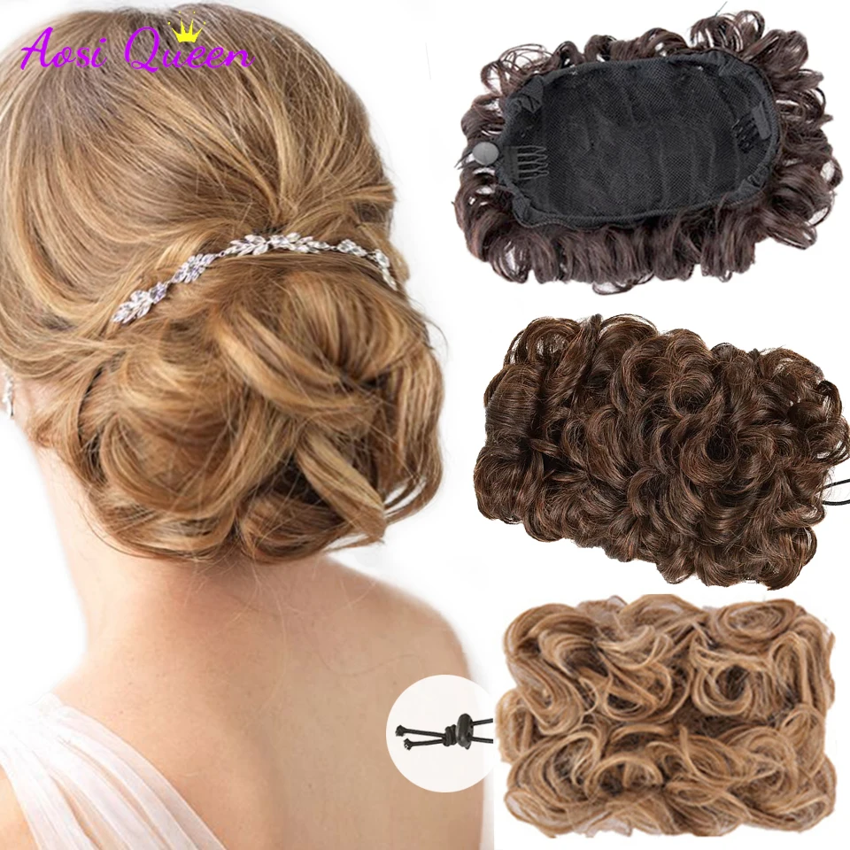 

Как кудрявый шиньон, грязный пучок, зажим для волос, удлинители волос с эластичной резинкой, синтетический пучок волос, черный, золотой, свет...