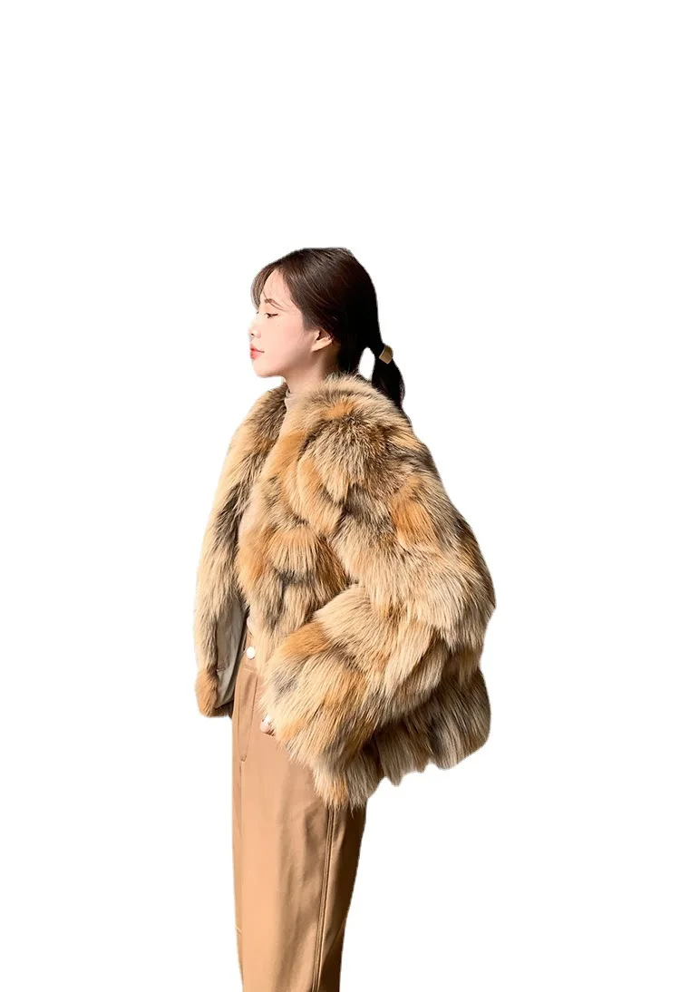 2022 New Lady Real Fox Fur Wool Fur Coat Winter Women Jacket Fashion Thick Warm